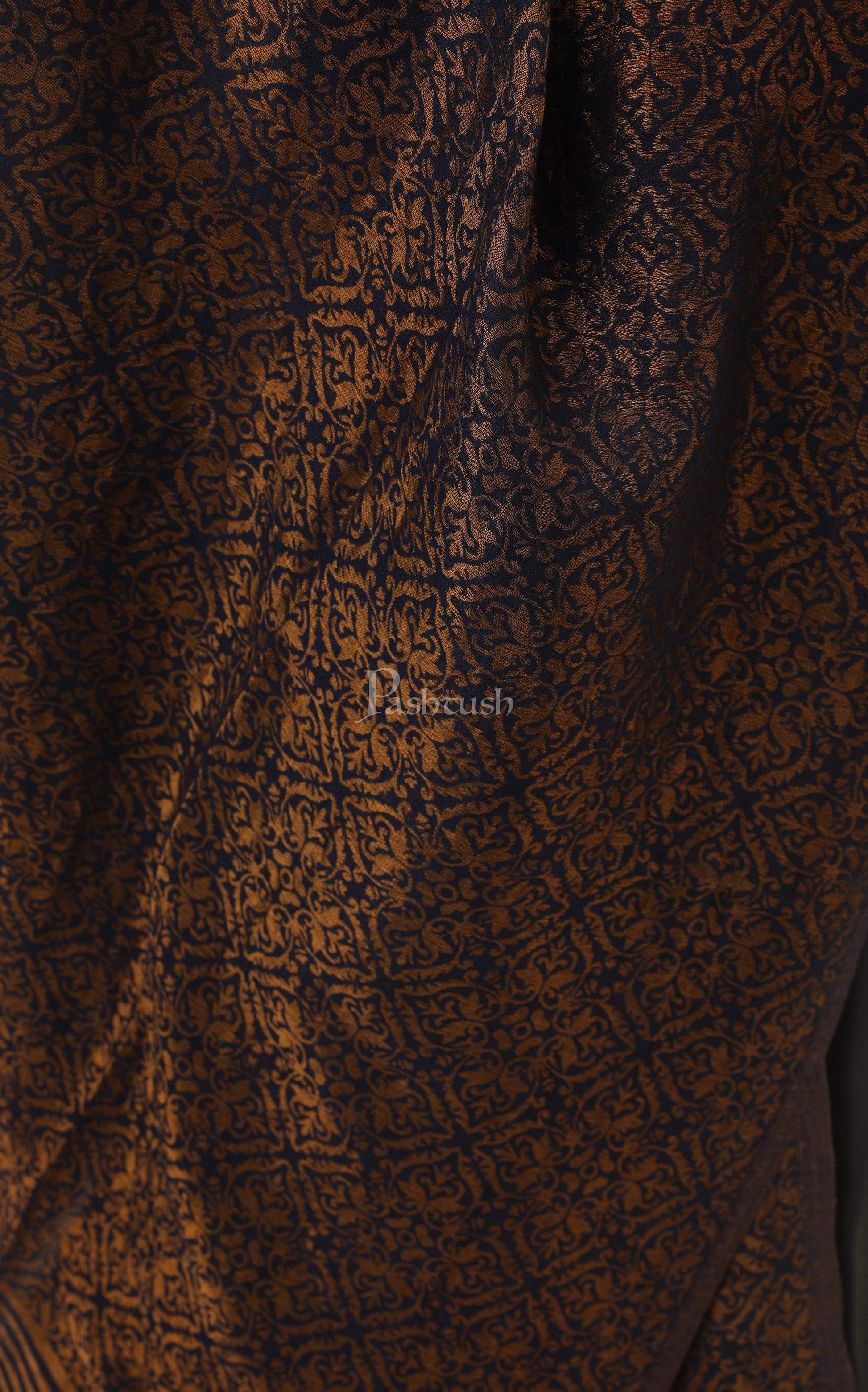 Pashtush India 70x200 Pashtush Womens Twilight Collection, Jacquard Stole, With Metallic Thread Weave, Fine Wool