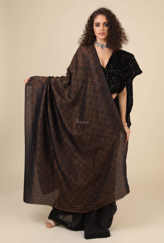 Pashtush India 70x200 Pashtush Womens Twilight Collection, Jacquard Stole, With Metallic Thread Weave, Fine Wool