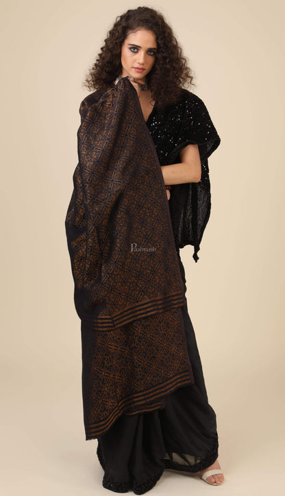 Pashtush India 70x200 Pashtush Womens Twilight Collection, Jacquard Stole, With Metallic Thread Weave, Fine Wool