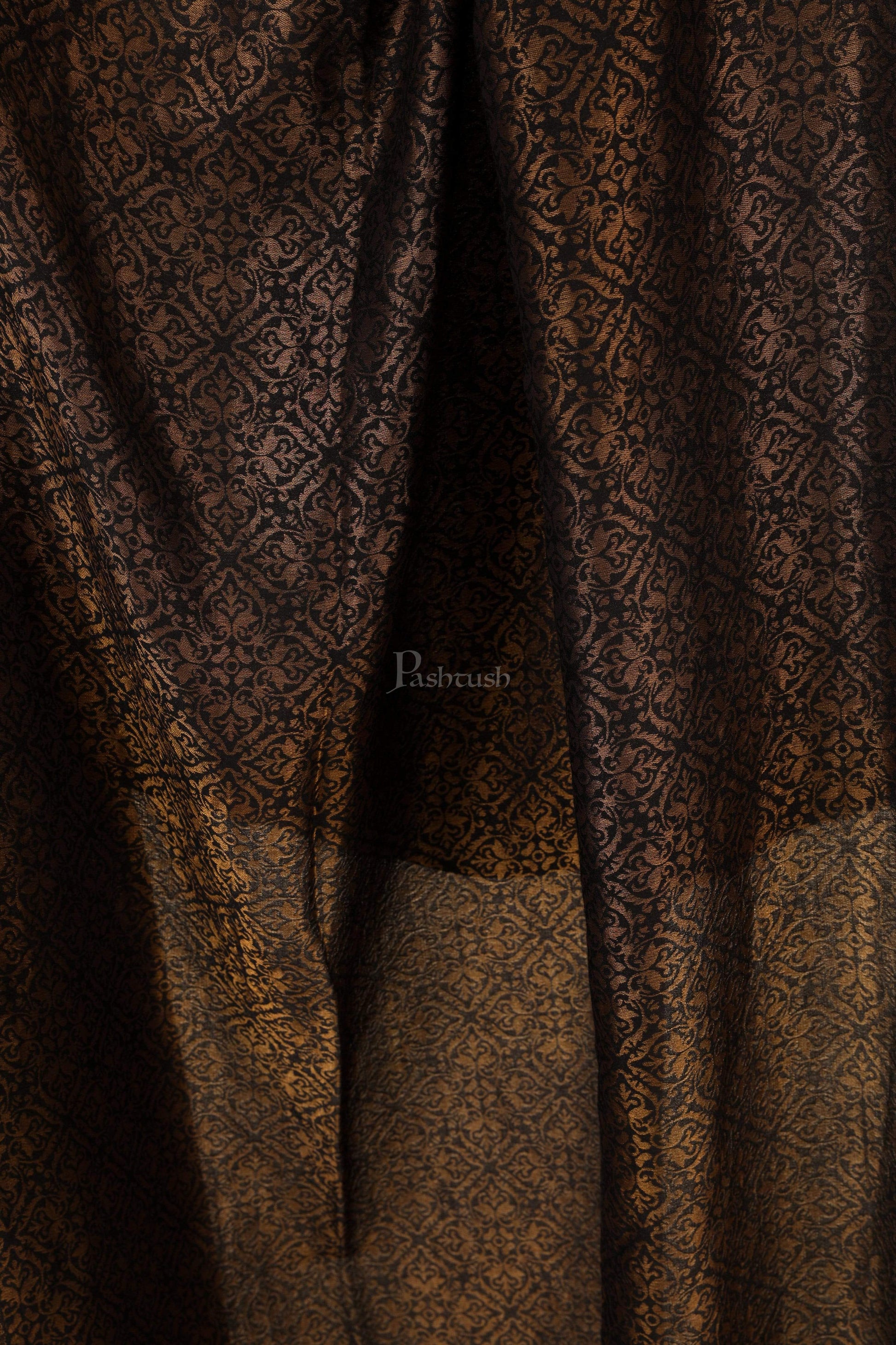 Pashtush India 70x200 Pashtush Womens Twilight Collection, Jacquard Stole, With Metallic Thread Weave, Fine Wool
