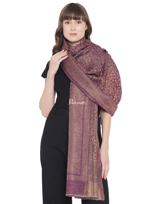 Pashtush India Womens Shawls Pashtush Womens Twilight Collection Shawl, With Metallic Weave, Fine Wool, Peel Lilac