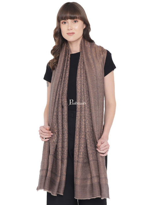 Pashtush India Womens Shawls Pashtush Womens Twilight Collection Shawl, With Metallic Weave, Fine Wool, Taupe