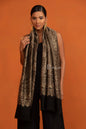 Pashtush India womens scarf and Stoles Pashtush Womens Twilight Collection, Silk Wool Stole, Black and Gold
