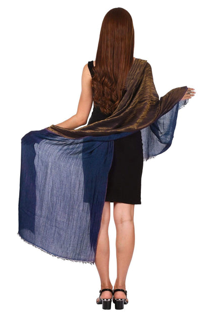 Pashtush Shawl Store Stole Pashtush Womens Twilight Scarf, Reversible Scarf, Pashmina Soft (Blue)