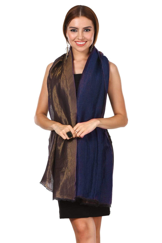 Pashtush Shawl Store Stole Pashtush Womens Twilight Scarf, Reversible Scarf, Pashmina Soft (Blue)