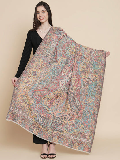 Pashtush India Womens Shawls Pashtush Womens Womens, 100% Pure Wool With Woolmark Certificate, Paisley Antique Jamawar Woven, Ivory