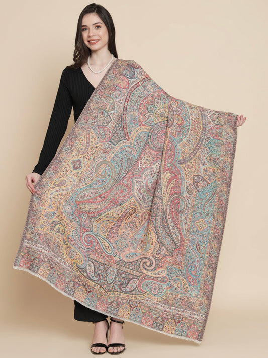 Pashtush India Womens Shawls Pashtush Womens Womens, 100% Pure Wool With Woolmark Certificate, Paisley Antique Jamawar Woven, Ivory