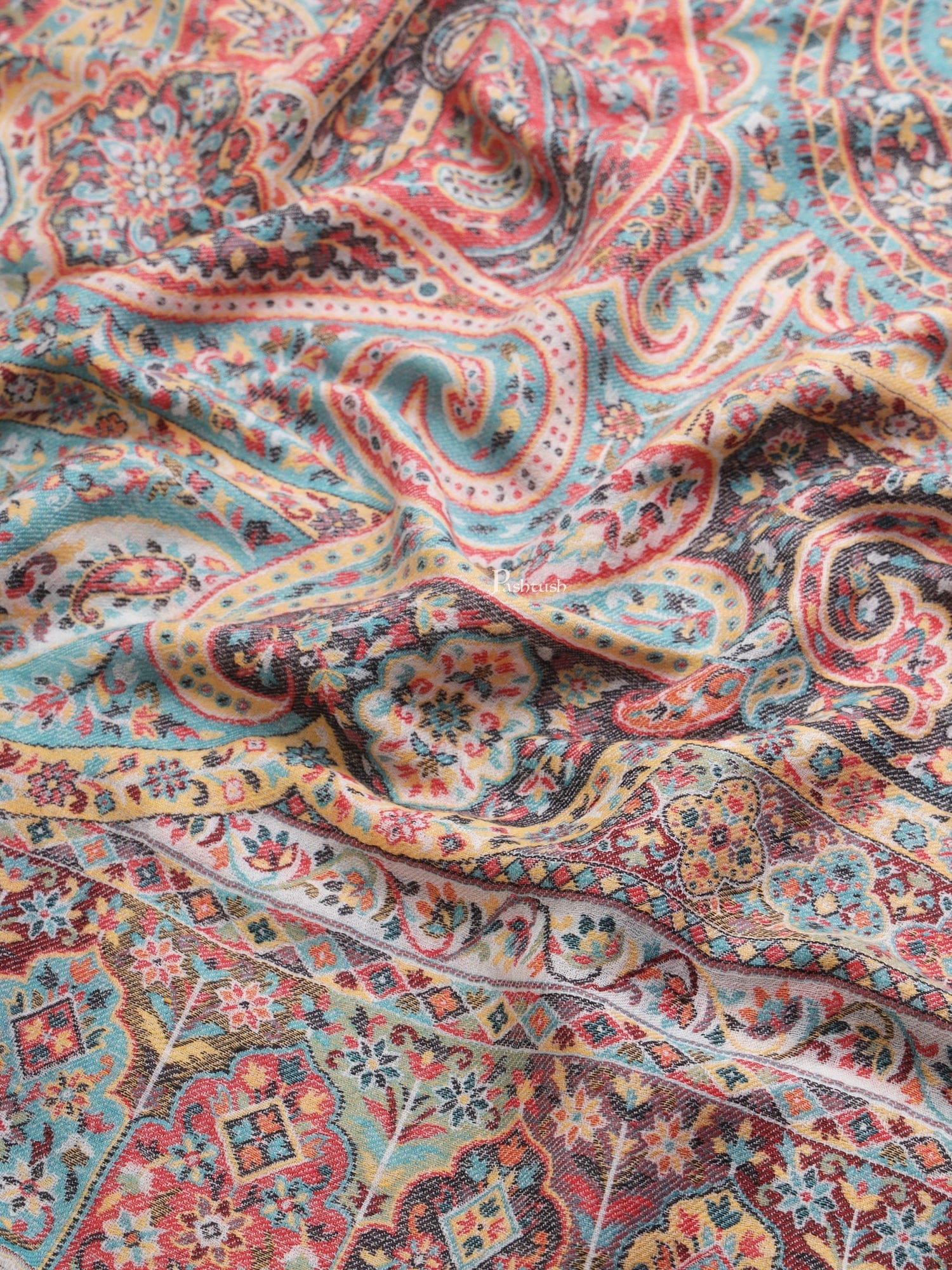 Pashtush India Womens Shawls Pashtush Womens Womens, 100% Pure Wool With Woolmark Certificate, Paisley Antique Jamawar Woven, Ivory