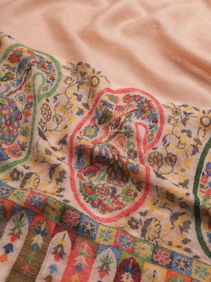Pashtush India Womens Shawls Pashtush Womens Womens, 100% Pure Wool With Woolmark Certificate, Paisley Beautilful Paisle Woven, Beige