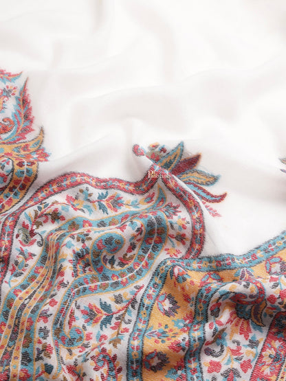 Pashtush India Womens Shawls Pashtush Womens Womens, 100% Pure Wool With Woolmark Certificate, Paisley Heritage Antique Woven, Ivory