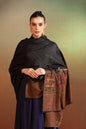 Pashtush India Womens Shawls Pashtush Womens Womens, Extra Fine Wool, Aztec Striped Palla Woven, Black