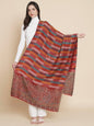 Pashtush India Womens Stoles and Scarves Scarf Pashtush Womens Womens, Extra Fine Wool, Striped Paisley Palla Woven, Maroon