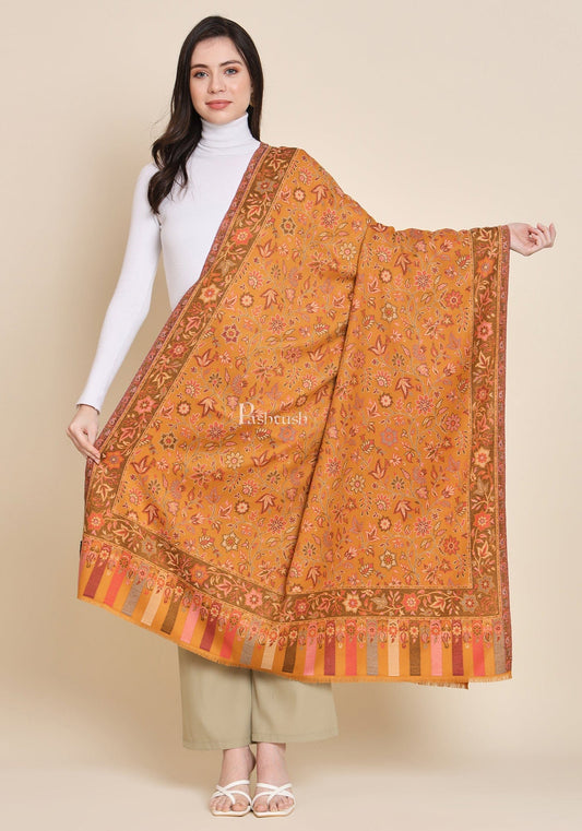 Pashtush India Womens Shawls Pashtush Womens Womens, Faux Pashmina, Paisley Ethnic Woven, Mustard