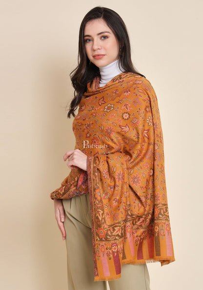 Pashtush India Womens Shawls Pashtush Womens Womens, Faux Pashmina, Paisley Ethnic Woven, Mustard