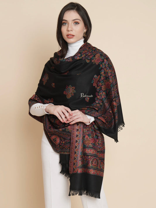 Pashtush India Womens Shawls Pashtush Womens Womens, Faux Pashmina, Paisley Palla Woven, Black