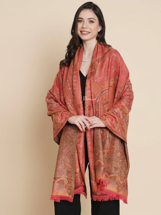 Pashtush India Womens Shawls Pashtush Womens Womens, Faux Pashmina, Paisley Woven Jamawar Jacquard Paisley Woven, Rose