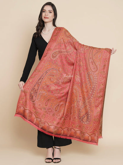 Pashtush India Womens Shawls Pashtush Womens Womens, Faux Pashmina, Paisley Woven Jamawar Jacquard Paisley Woven, Rose