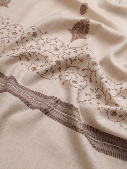 Pashtush India Womens Shawls Pashtush Womens Womens, Fine Wool, Bootey Kashmiri Embroidery, Beige