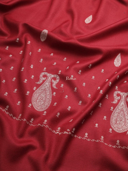 Pashtush India Womens Shawls Pashtush Womens Womens, Fine Wool, Paisley Kashmiri Embroidery, Maroon