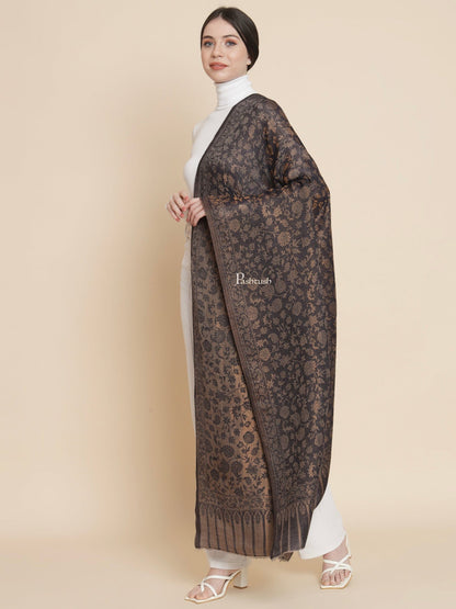 Pashtush India Womens Shawls Pashtush Womens Womens, Wool Extra Fine Count , Paisley Twilight Collection, Soft Metallic Thread  Woven, Navy Blue