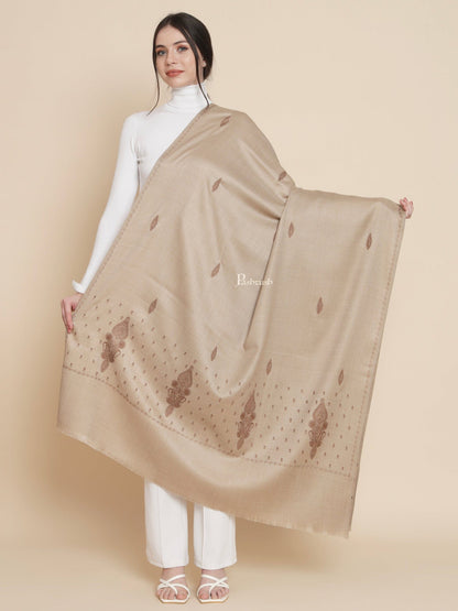 Pashtush India Womens Shawls Pashtush Womens Womens, Woollen, Ethnic Motif Bootey Embroidery, Beige