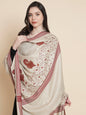 Pashtush India Womens Shawls Pashtush Womens Womens, Woollen, Paisley Large Thick And Warm, Kashmiri Embroidery Embroidery, Taupe