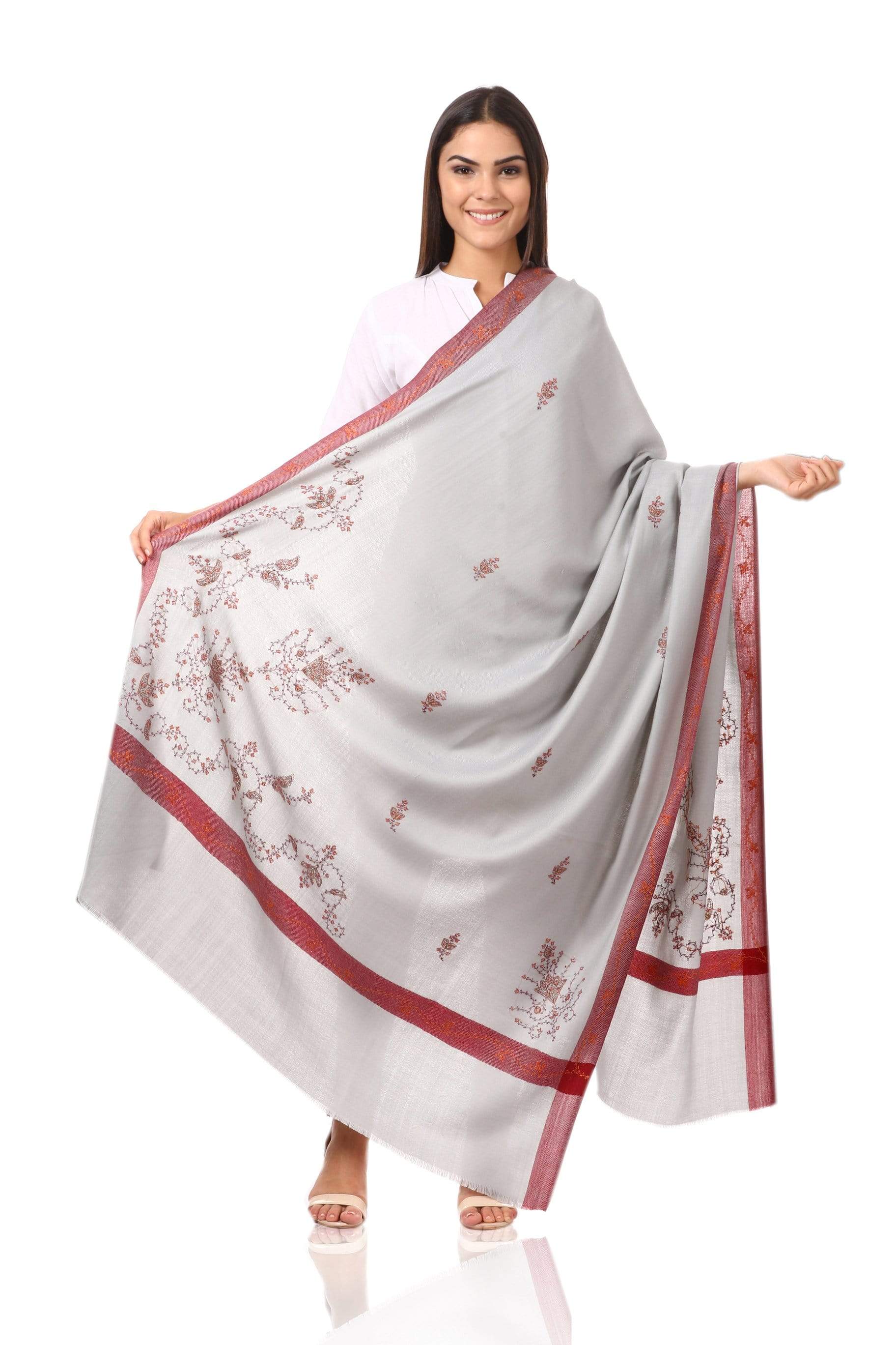 Pashtush Shawl Store Shawl Pashtush Womens Wool Shawl with 100% Hand Embroidery, Large Wrap Shawl