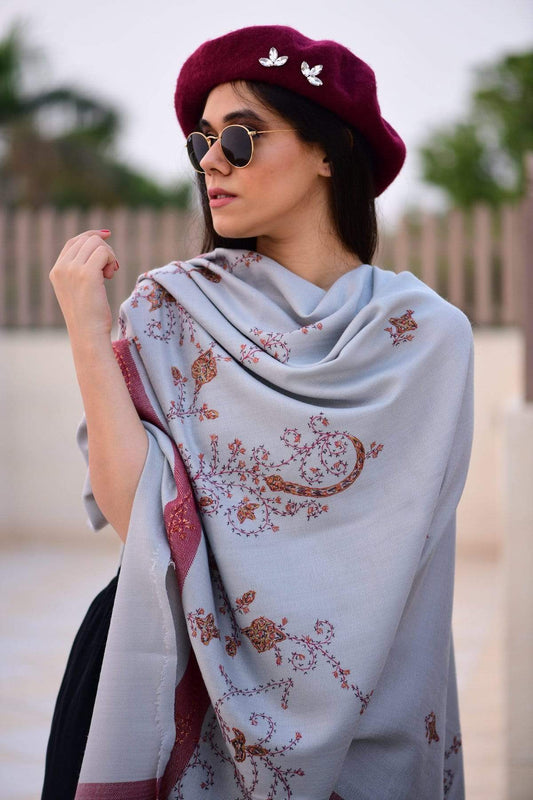 Pashtush Shawl Store Shawl Pashtush Womens Wool Shawl with 100% Hand Embroidery, Large Wrap Shawl