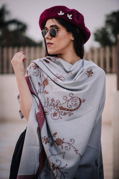 Pashtush India Womens Shawls Pashtush Womens Wool Shawl With 100% Hand Embroidery, Large Wrap Shawl