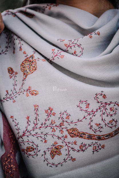 Pashtush India Womens Shawls Pashtush Womens Wool Shawl With 100% Hand Embroidery, Large Wrap Shawl