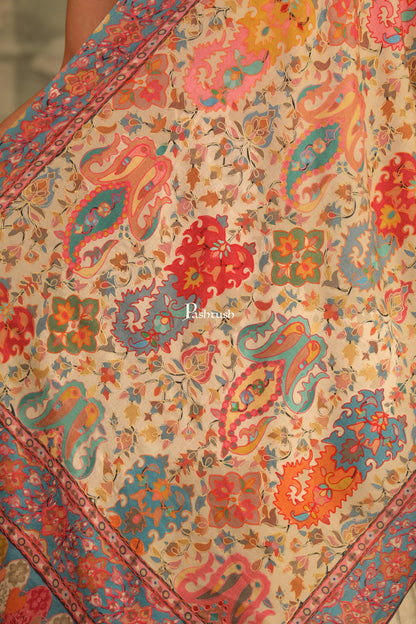 Pashtush India Womens Shawls Pashtush Womens Wool Silk Stole, Kalamkari Embroidery Design, Multicolour