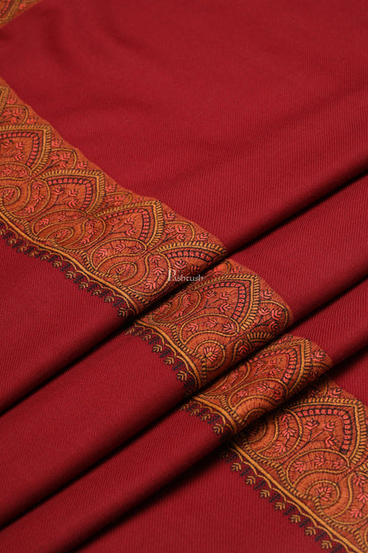 Pashtush India Womens Shawls Pashtush Womens Woollen Shawl, Thick Woollen, Kashmiri Embroidery Design, Maroon