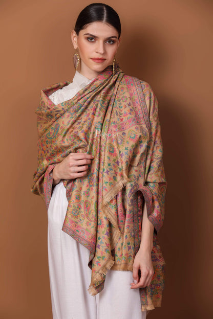 Pashtush India 70x200 Pashtush Womens Woven Ethnic Stole, Woollen, Faux Pashmina Stole, Pastel Hues