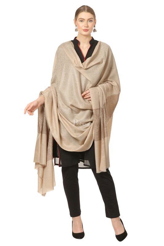 Pashtush India Womens Shawls Pashtush Womens Woven Extra Fine Wool Pashmina Shawl With Paiseley Weave