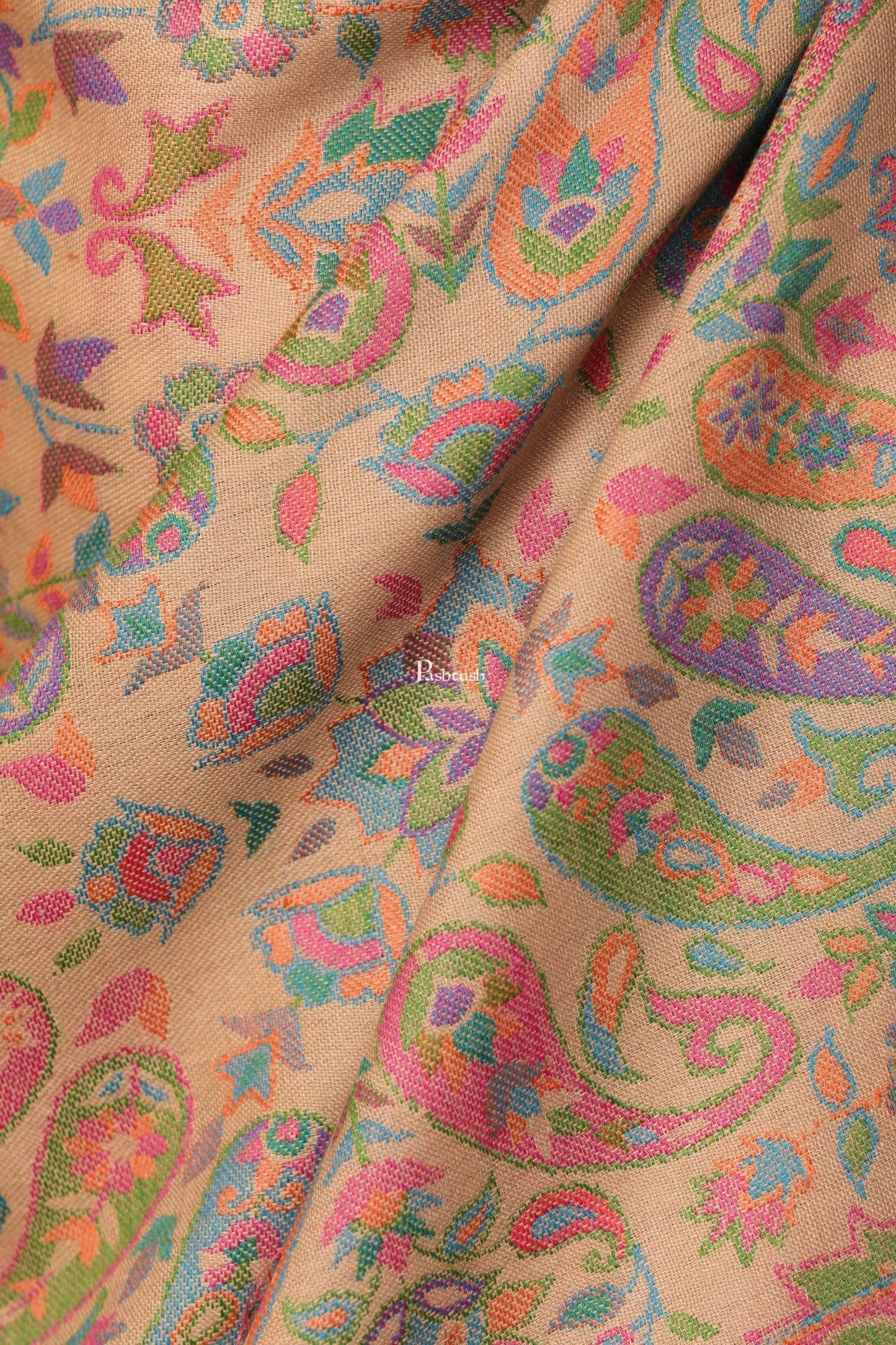 Pashtush India 70x200 Pashtush Womens Woven Kaani Stole, Woollen, Faux Pashmina Stole, Pastel Hues