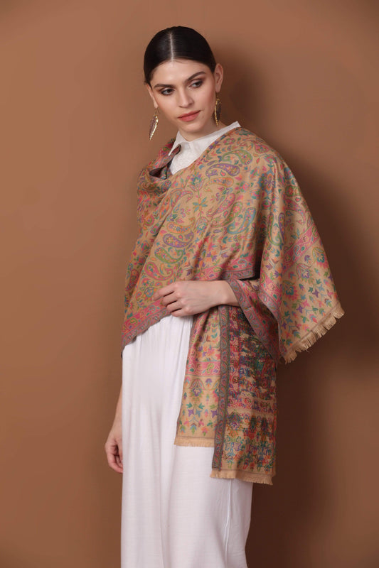 Pashtush India 70x200 Pashtush Womens Woven Kaani Stole, Woollen, Faux Pashmina Stole, Pastel Hues