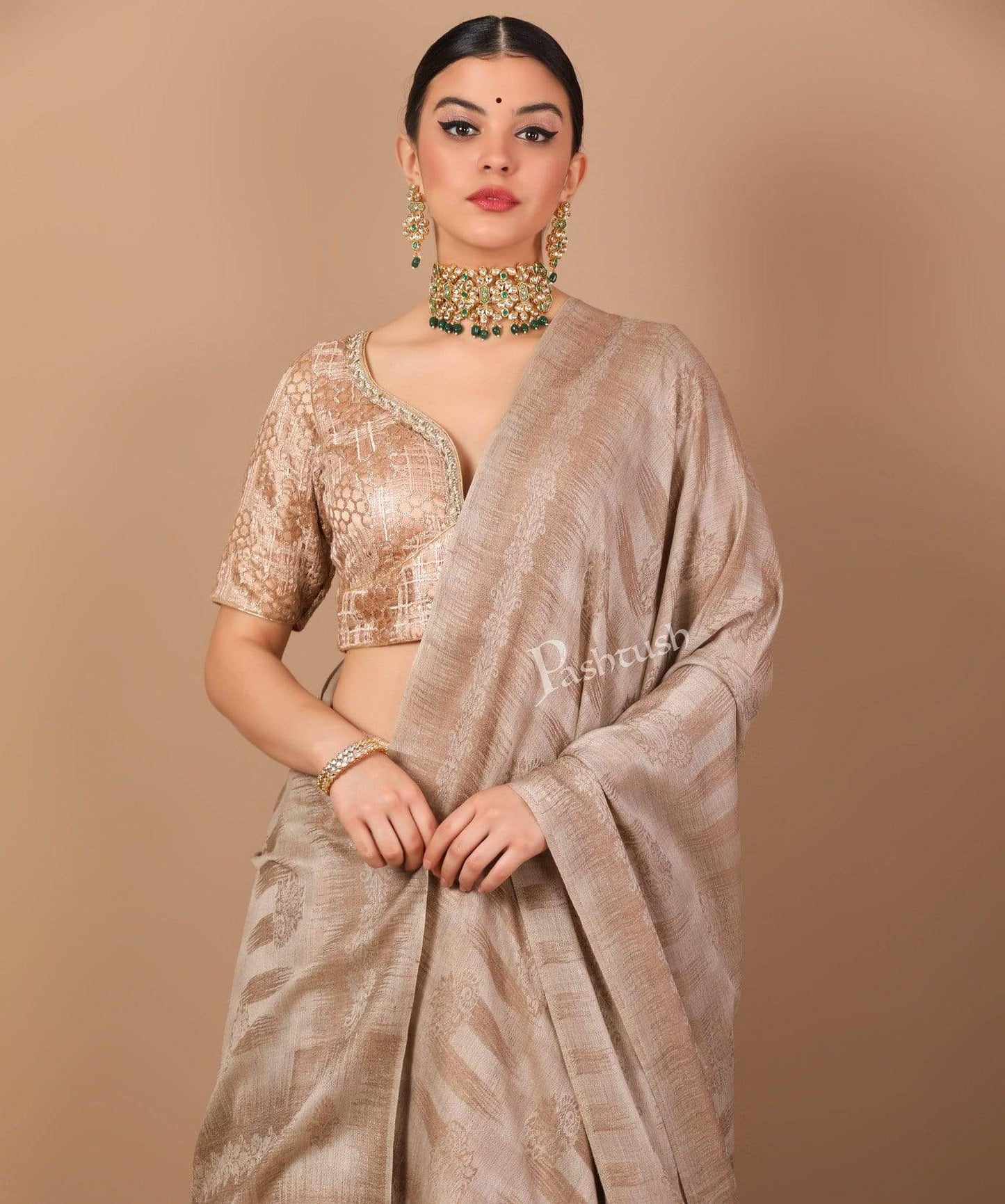 Pashtush India 70x200 Pashtush Womens Woven Paisley, Self Shawl, in Extra Soft Fine Wool, Large Wrap Size