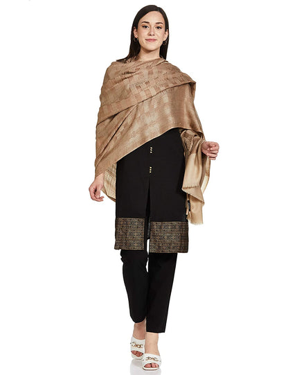 Pashtush India 70x200 Pashtush Womens Woven Paisley, Self Shawl, in Extra Soft Fine Wool, Large Wrap Size