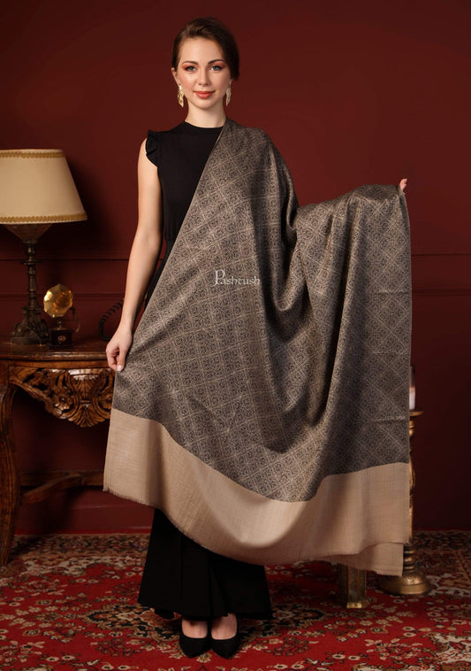 Pashtush India 100x200 Pashtush Womens Woven Paisley, Self Shawl, In Extra Soft Fine Wool, Large Wrap Size
