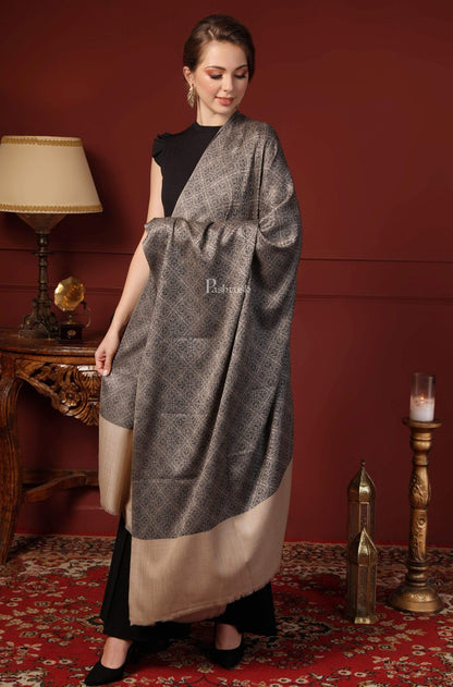 Pashtush India 100x200 Pashtush Womens Woven Paisley, Self Shawl, In Extra Soft Fine Wool, Large Wrap Size