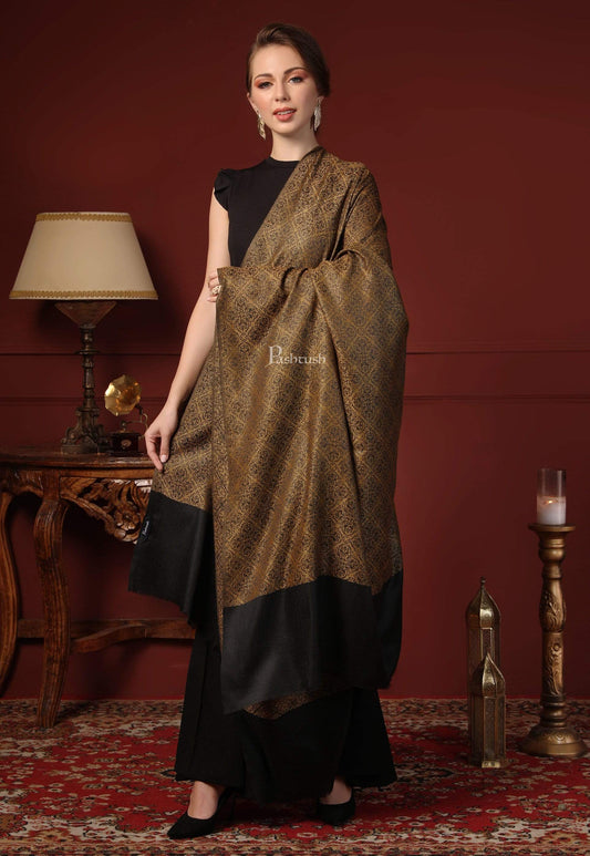 Pashtush India 100x200 Pashtush Womens Woven Paisley, Self Shawl, In Extra Soft Fine Wool, Large Wrap Size