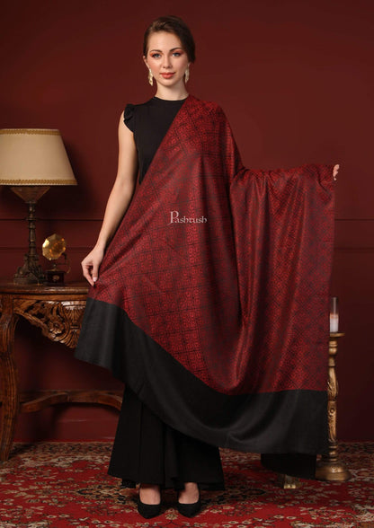 Pashtush India 100x200 Pashtush Womens Woven Paisley, Self Shawl, In Extra Soft Fine Wool, Large Wrap Size