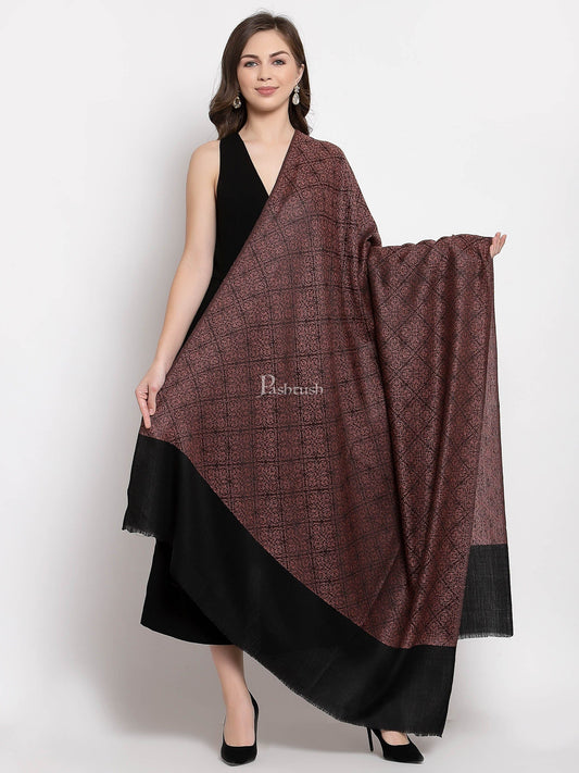 Pashtush India Womens Shawls Pashtush Womens Woven Paisley, Self Shawl, In Extra Soft Fine Wool, Large Wrap Size Black