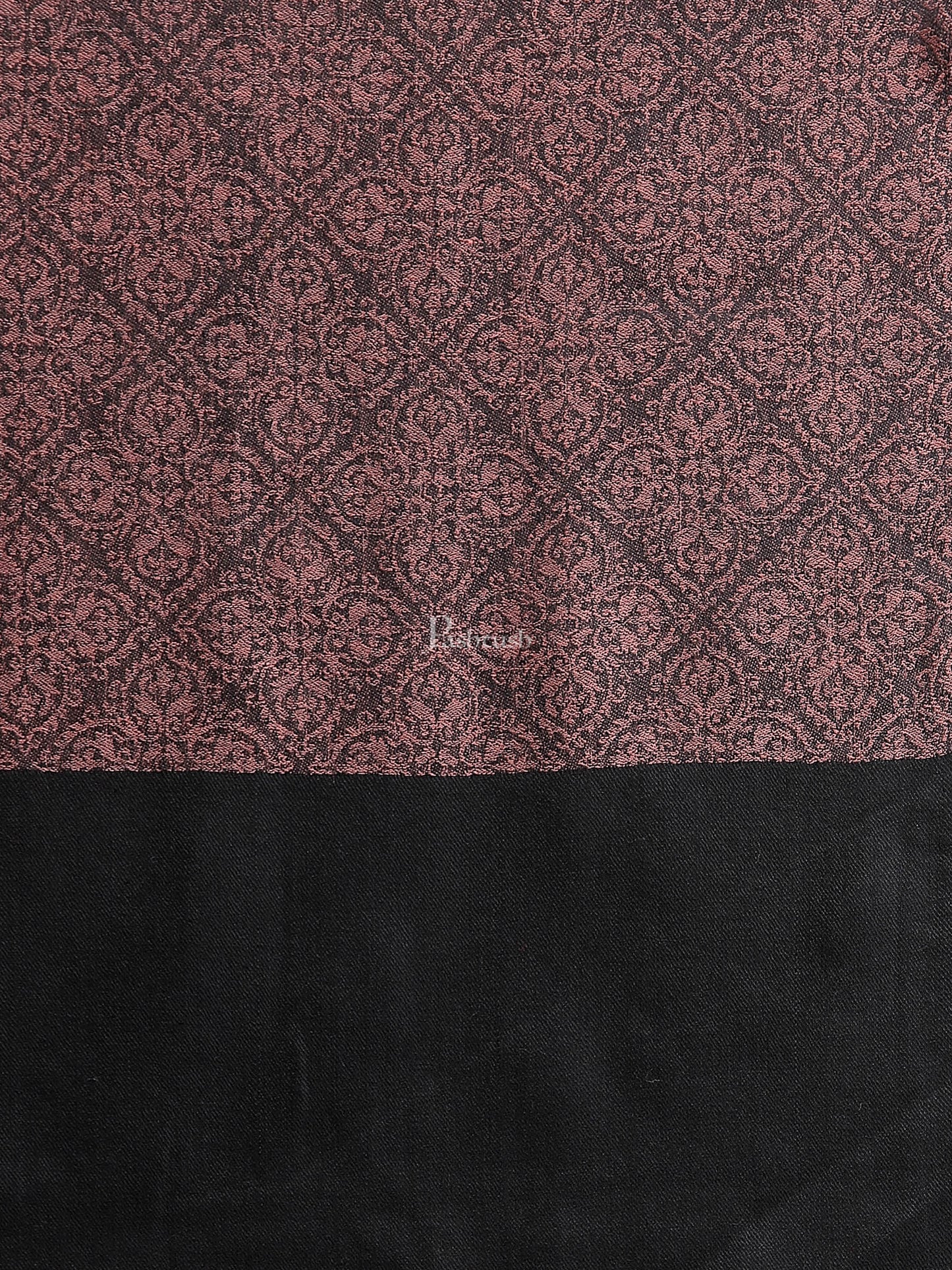 Pashtush India Womens Shawls Pashtush Womens Woven Paisley, Self Shawl, In Extra Soft Fine Wool, Large Wrap Size Black