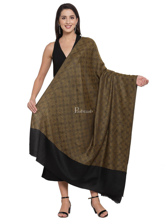 Pashtush India Womens Shawls Pashtush Womens Woven Paisley, Self Shawl, In Extra Soft Fine Wool, Large Wrap Size Gold