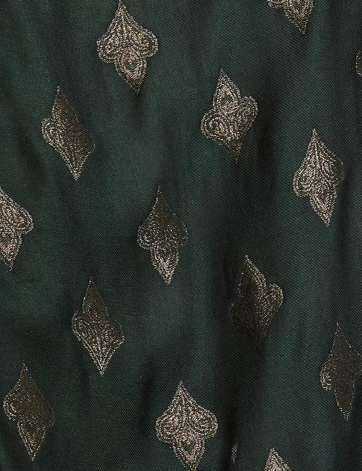 Pashtush India 70x200 Pashtush Womens Zari Weave Stole, Scarf, Green