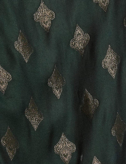 Pashtush India 70x200 Pashtush Womens Zari Weave Stole, Scarf, Green