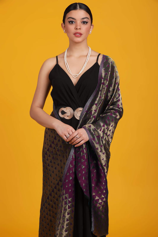 Pashtush Shawl Store Stole Pashtush Womens Zari Weave Stole, Scarf, Majenta