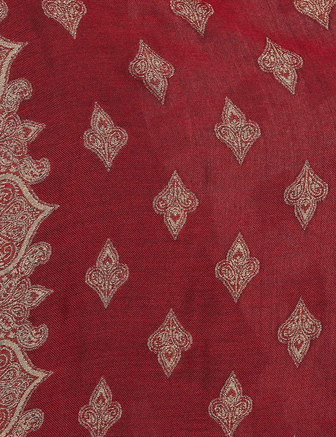 Pashtush India 70x200 Pashtush Womens Zari Weave Stole, Scarf, Maroon