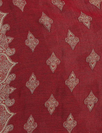 Pashtush India 70x200 Pashtush Womens Zari Weave Stole, Scarf, Maroon